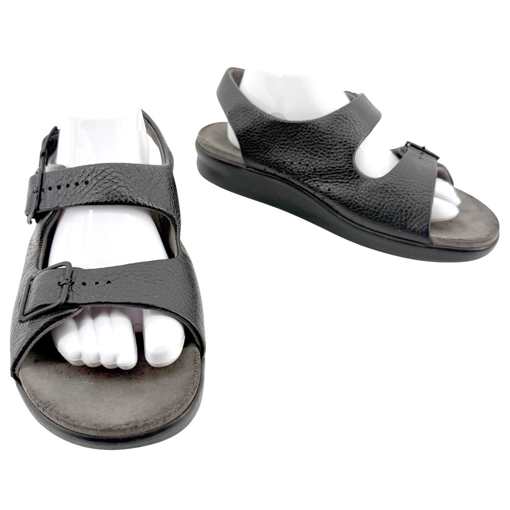 SAS Tripad Comfort Sandals Women 11 Wide Black Pebbled Leather Adjustable Straps